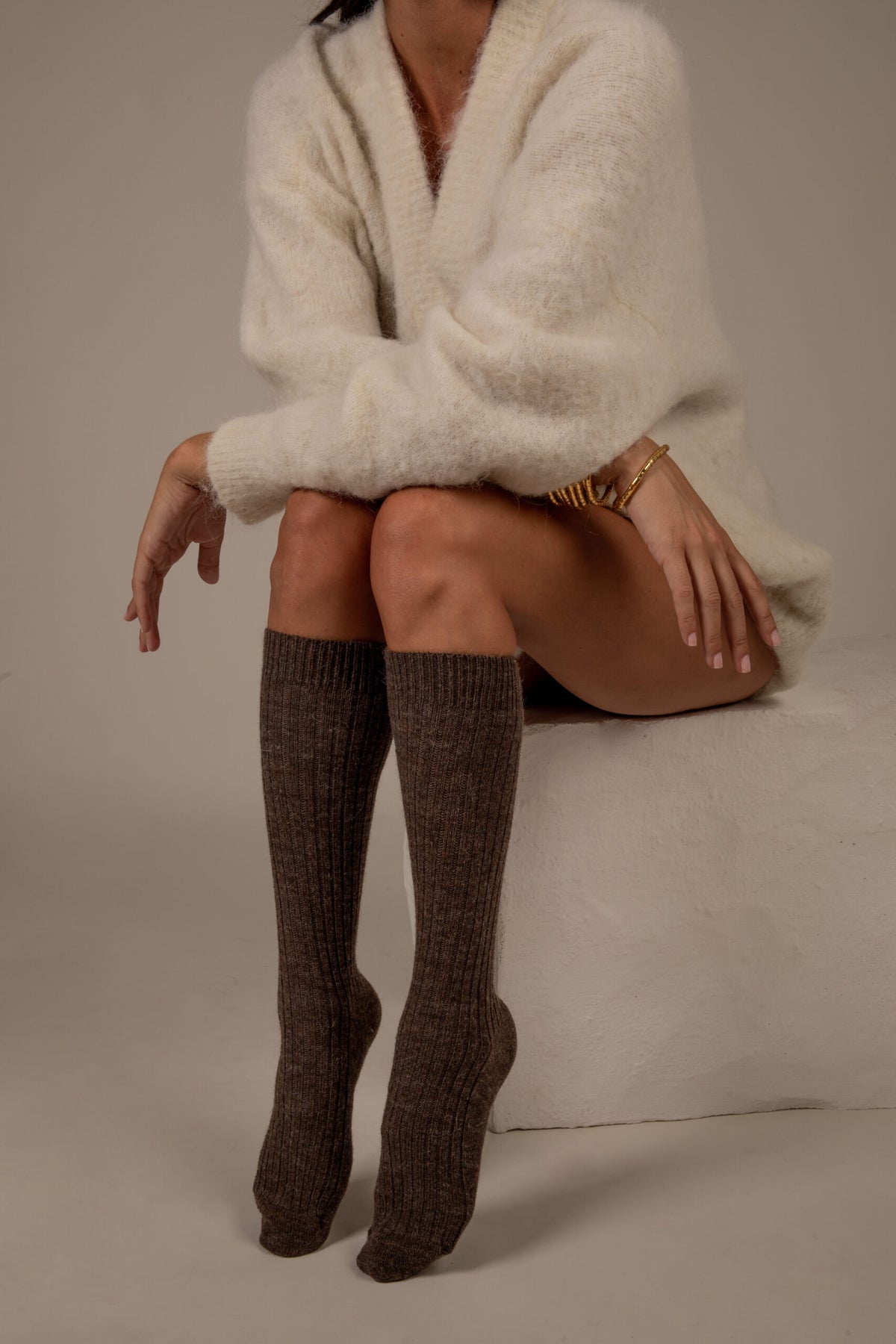 Chaussettes Laine Alpaga Choco