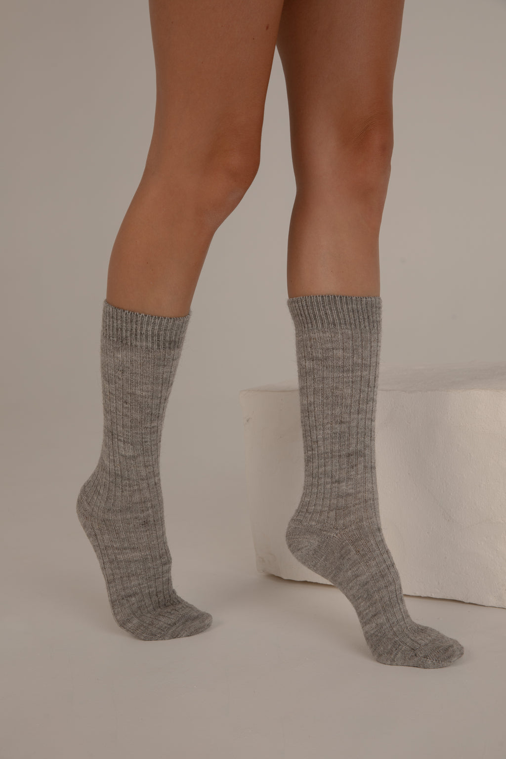 Chaussettes Laine Alpaga Gris Perle