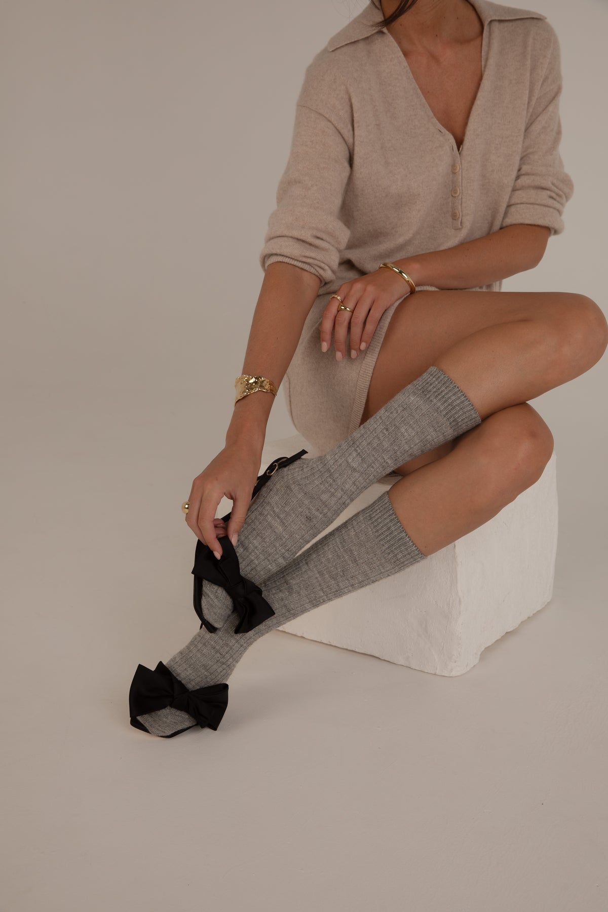 Chaussettes Laine Alpaga Gris Perle