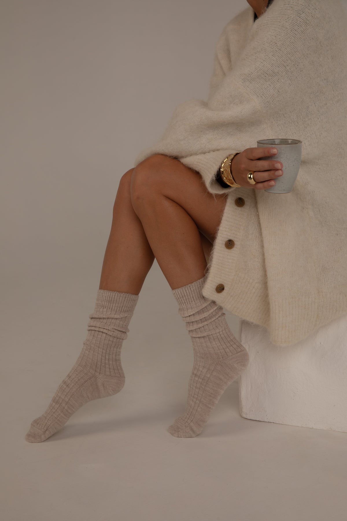 Chaussettes Laine Alpaga Camel Clair