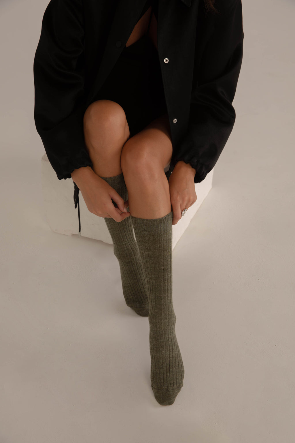 Chaussettes Laine Alpaga Kaki