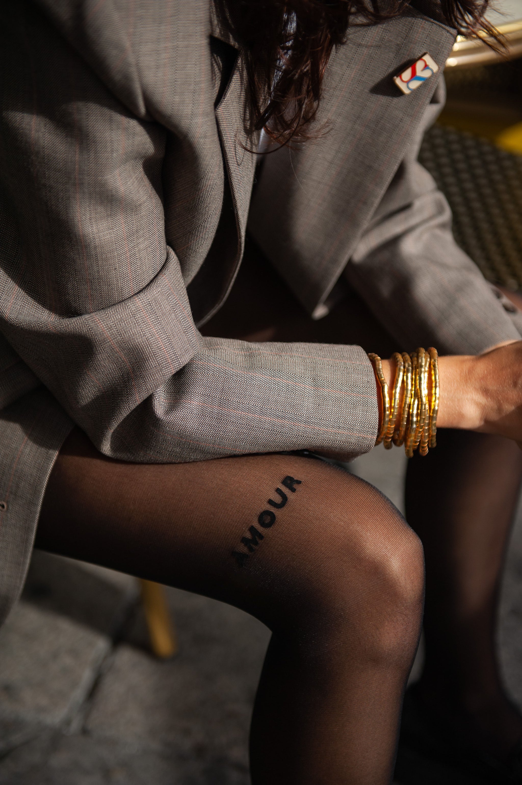 Cœur Calzedonia Collant FANTAIS NOIR Motif COEUR Maille LYCRA