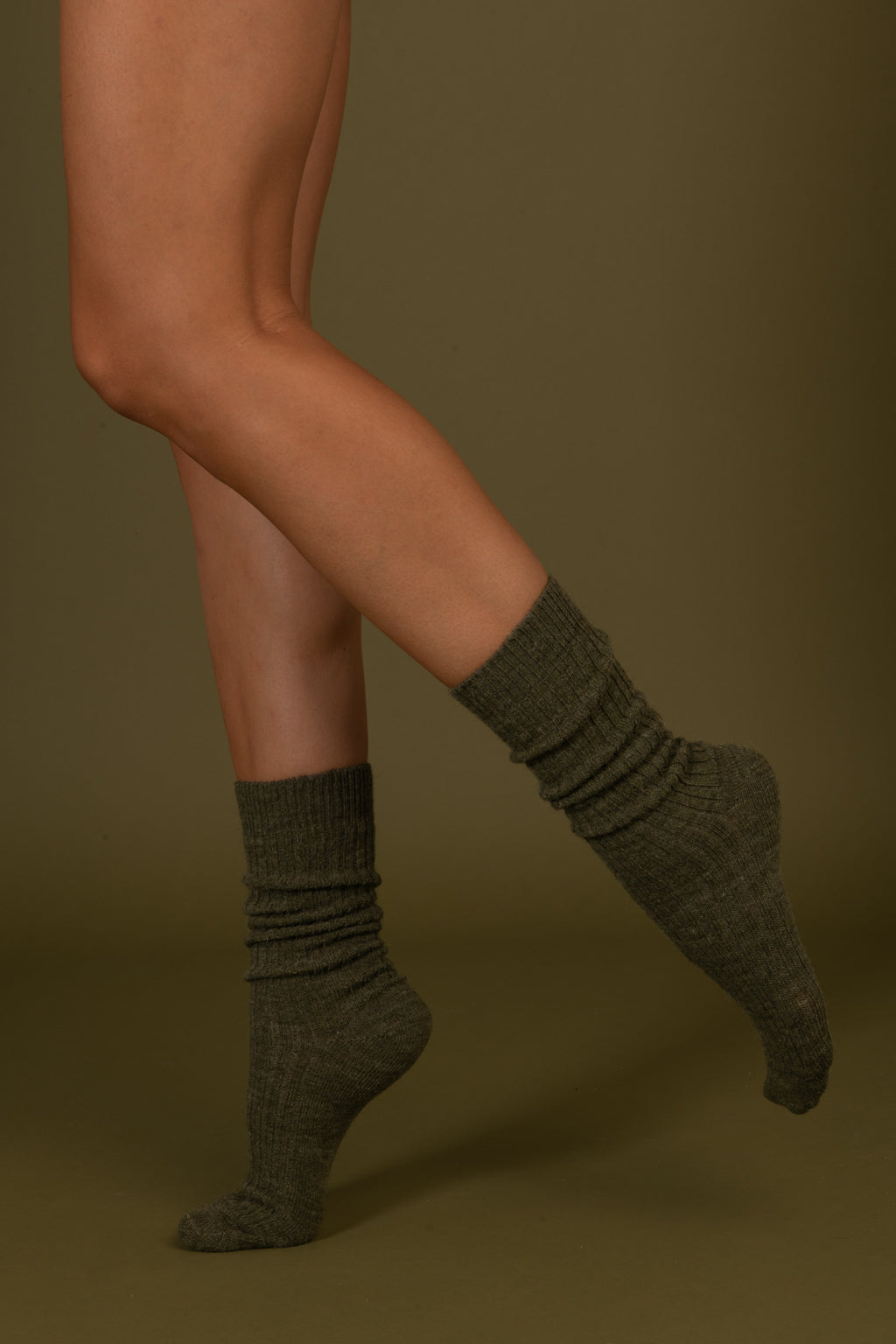 Chaussettes Laine Alpaga Kaki