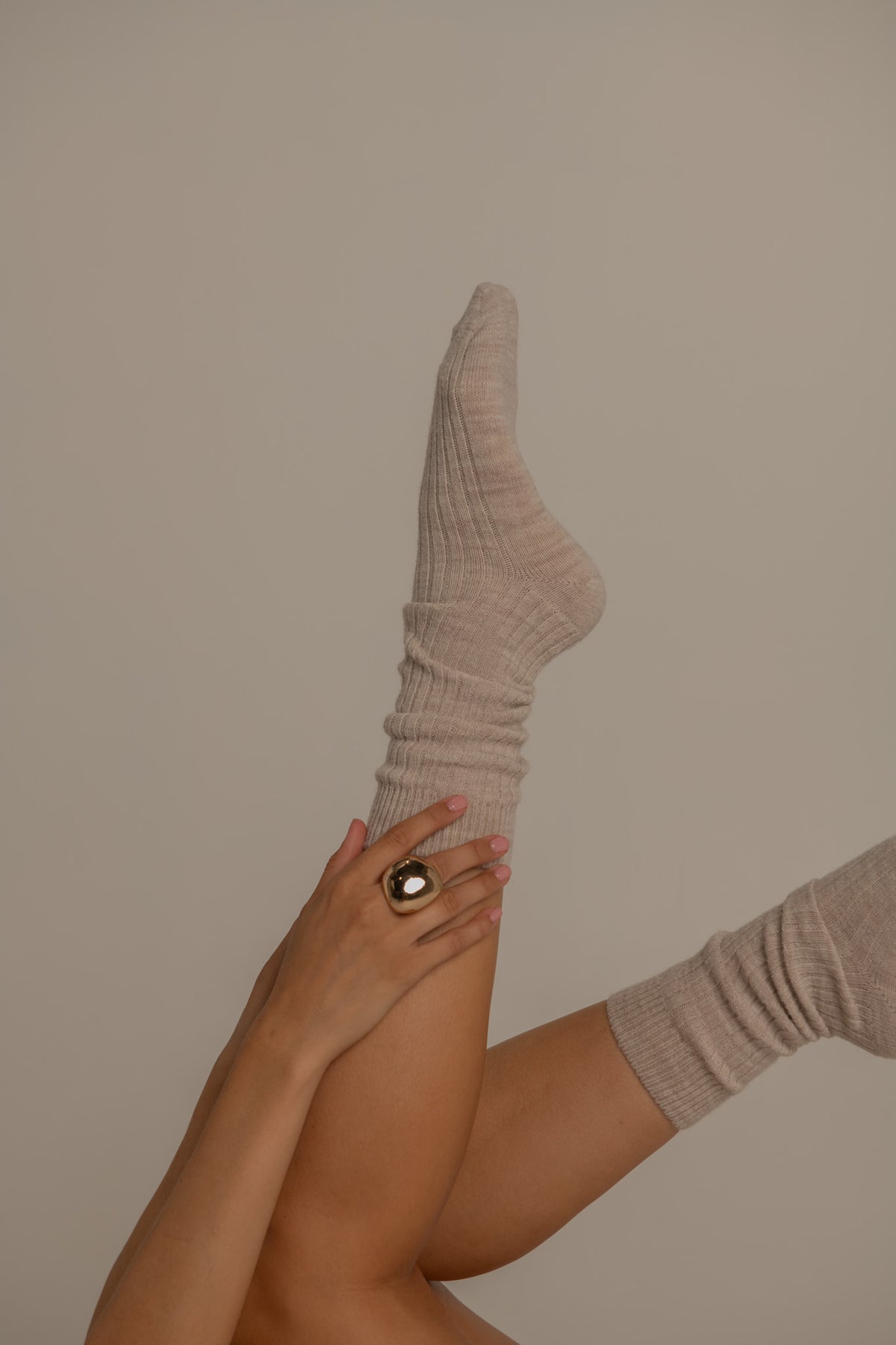 Chaussettes Laine Alpaga Camel Clair