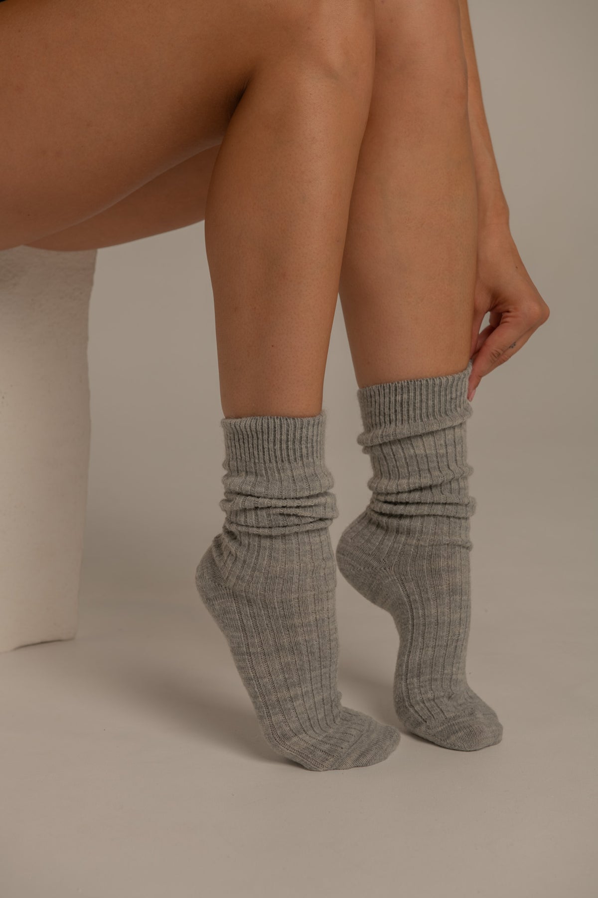 Chaussettes Laine Alpaga Gris Perle