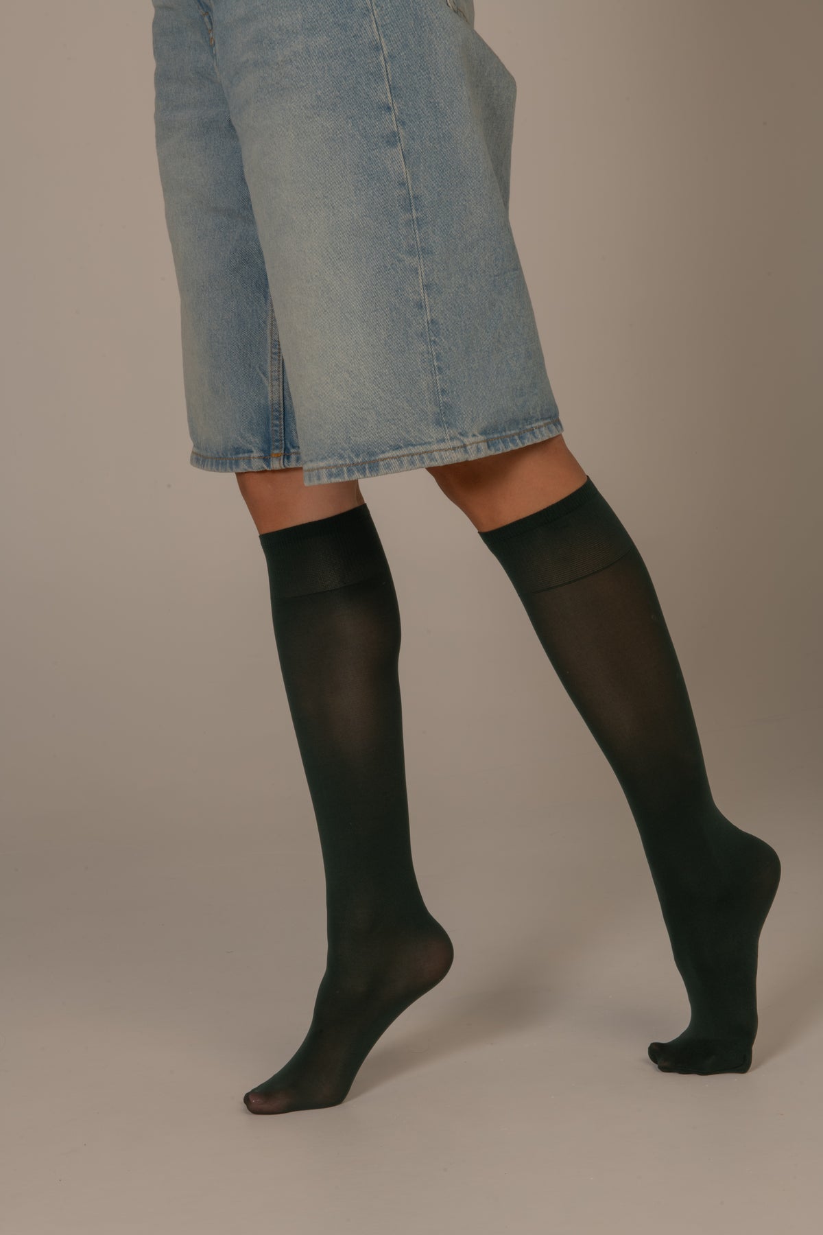 Mi-bas Microfibre - 50D - Vert Bouteille